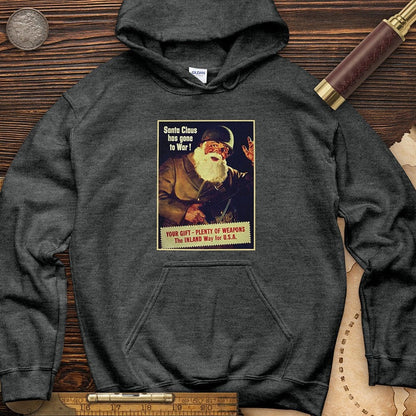 Santa Has Gone To War Hoodie Dark Heather / S