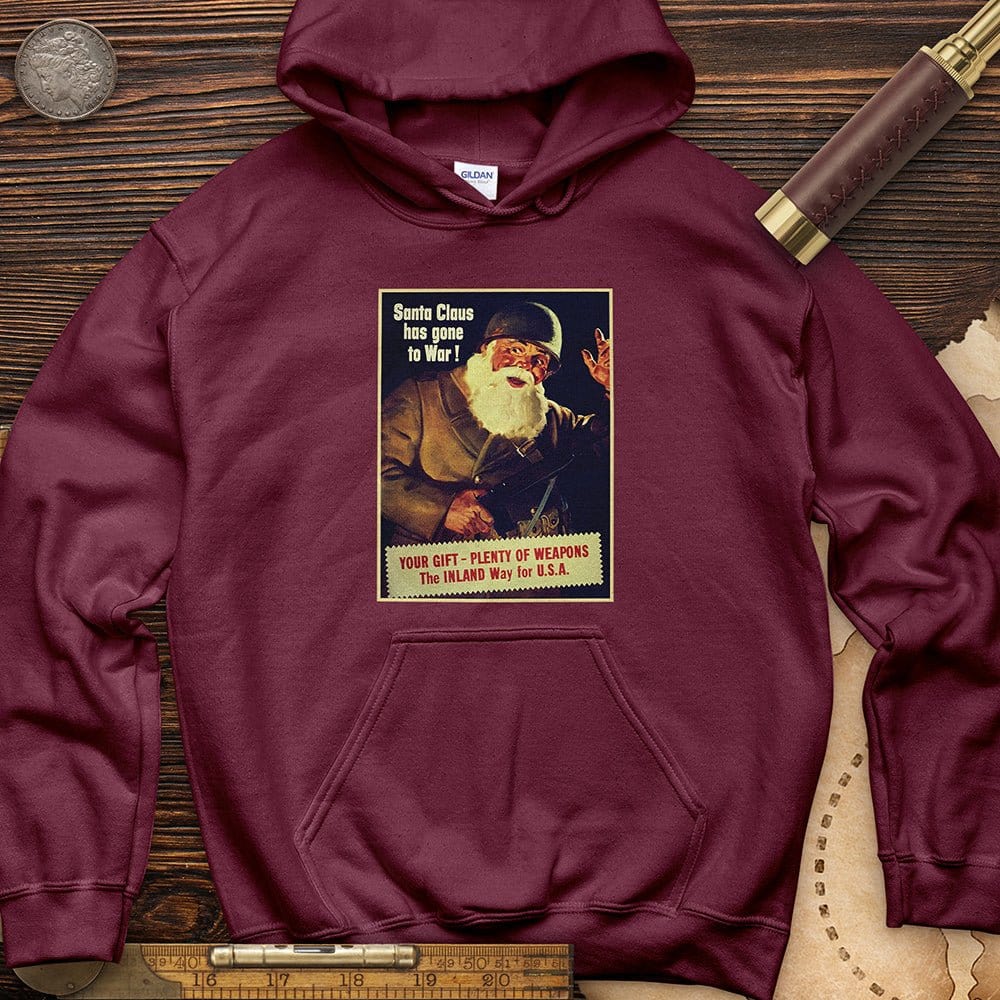 Santa Has Gone To War Hoodie Maroon / S