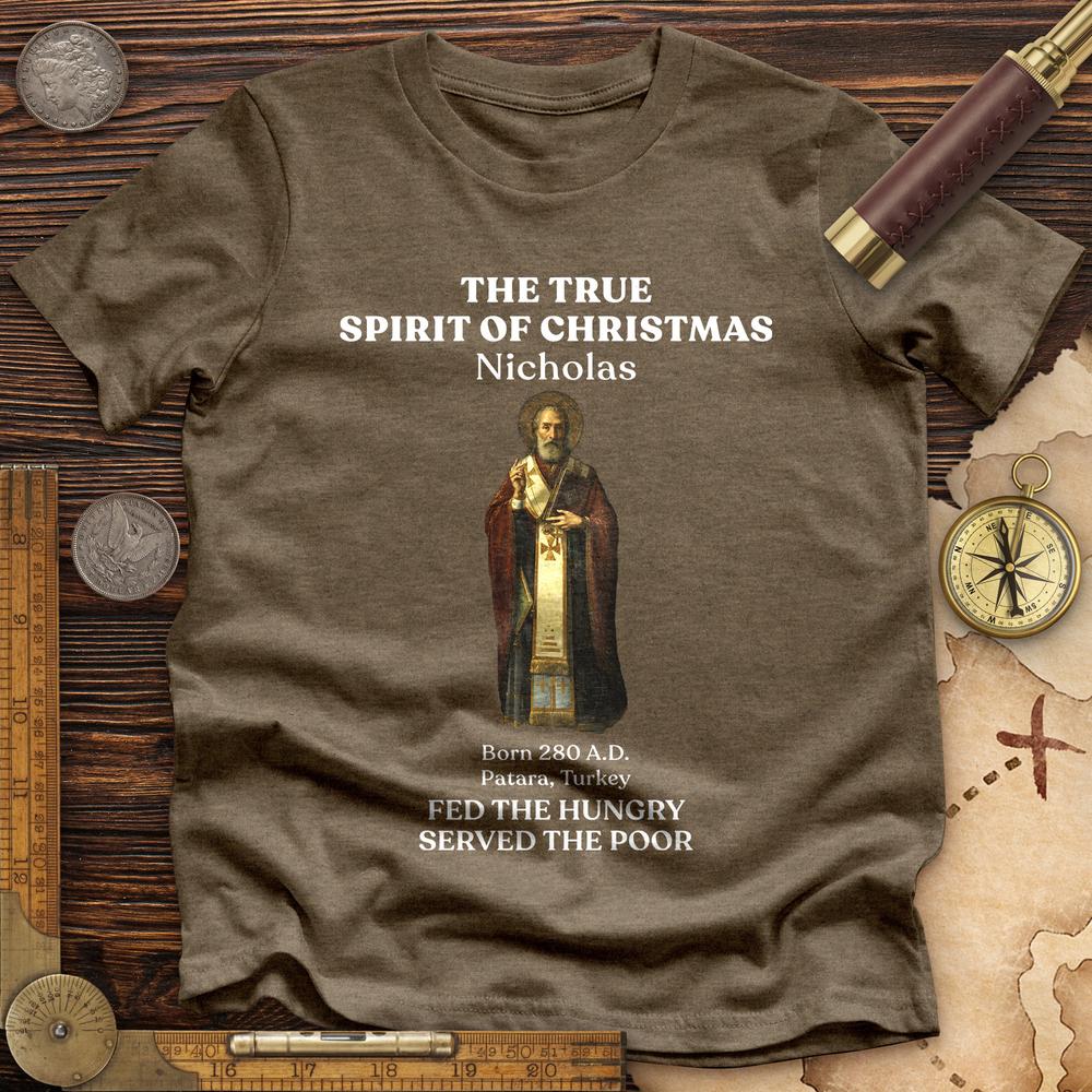 St Nicholas Premium Quality Tee Heather Olive / S