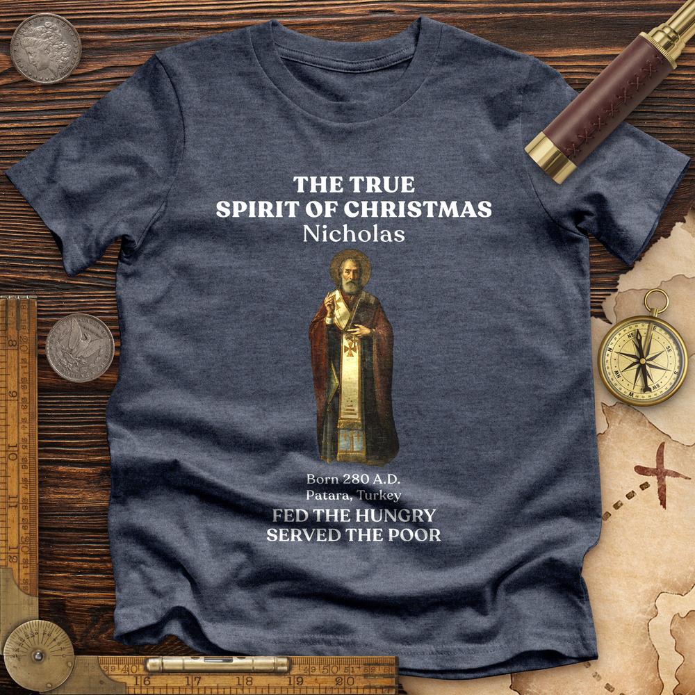 St Nicholas Premium Quality Tee Heather Navy / S