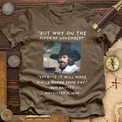 The 5th Of November High Quality Tee Heather Olive / S