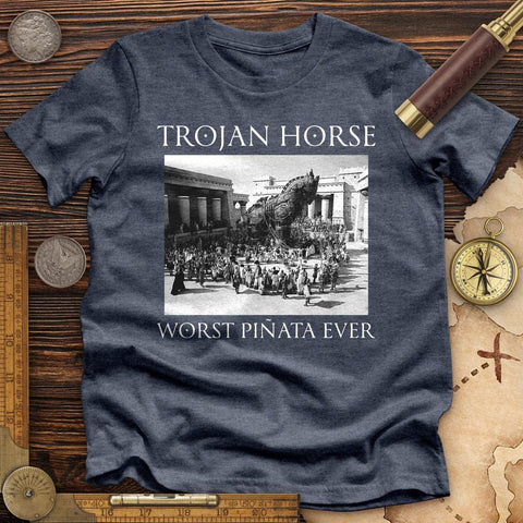 Trojan Horse Pinata Premium Quality Tee Heather Navy / S