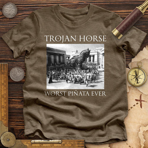 Trojan Horse Pinata Premium Quality Tee Heather Olive / S