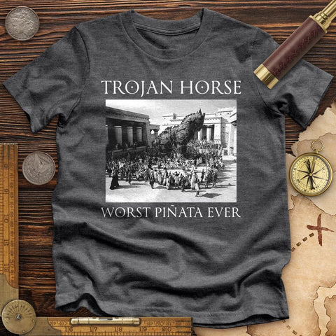 Trojan Horse Pinata Premium Quality Tee Dark Grey Heather / S