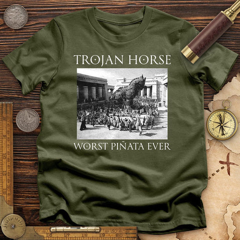 Trojan Horse Pinata T-Shirt Military Green / S