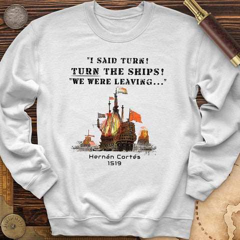 Turn The Ships On Crewneck White / S