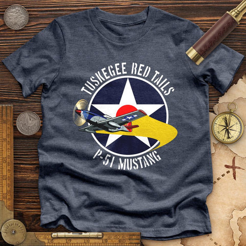 Tuskegee Red Tails Premium Quality Tee Heather Navy / S