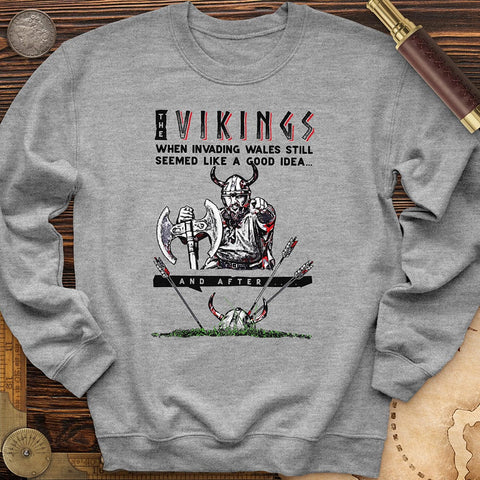 Vikings Never Defeated Wales Crewneck Sport Grey / S