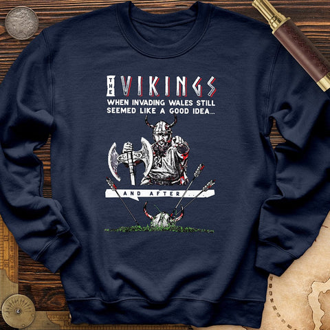 Vikings Never Defeated Wales Crewneck Navy / S