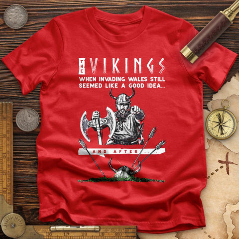 Vikings Never Defeated Wales T-Shirt Red / S