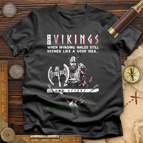 Vikings Never Defeated Wales T-Shirt Charcoal / S