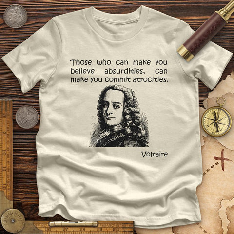 Voltaire Absurdities Premium Quality Tee Natural / S